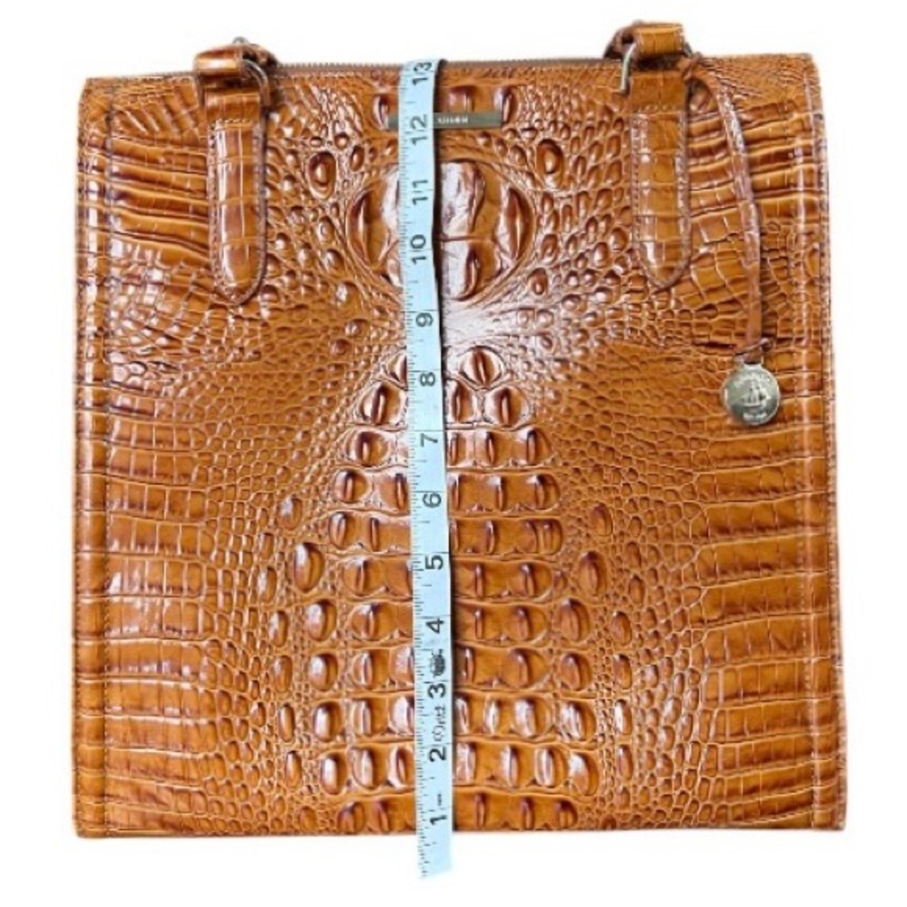 Brahmin Tia Pecan Crocodile Embossed Leather Tote Bag - Picture 7 of 16